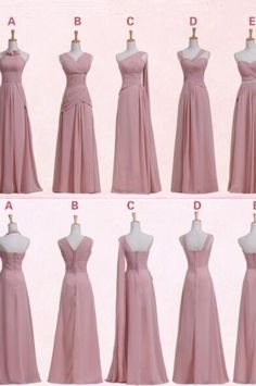 different types of bridesmaid dresses on mannequins