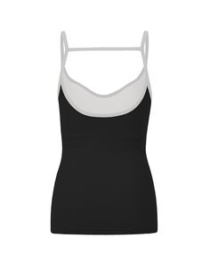 DETAILS: Color: Black & white Open-back tank designed for a flattering back detail Nylora's signature 4-way stretch rib fabric Built-in shelf bra with removable padding 93% Polyester, 7% Spandex Machine wash SIZE & FIT: Fits true to size Body length: 22" Bust: 13 1/4" Bottom: 12 3/8" Model is 175cm/ 5'9" and is wearing a size Small Yoga Tops With Built-in Bra And Second-skin Fit, Black Seamless Tank Top For Gym, Black Seamless Gym Tank Top, Workout Top With Built-in Bra And Second-skin Fit, Black Seamless Sports Bra With Tank Straps, Black Sports Bra With Seamless Construction And Wide Straps, Functional Black Tank Top With Seamless Construction, Black Camisole Sports Bra For Workout, Black Tank Top With Tank Straps For Yoga