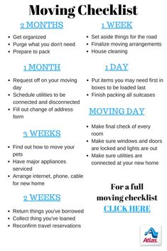 moving checklist with the words moving checklist on it and instructions to move in