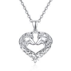 PRICES MAY VARY. 【Meaning of Celtic Wolf Necklace】-The wolf symbolizes loyalty, unity, affection and tenacity. The endless Celtic knot symbolizes that our love lasts forever. Embracing you and getting old slowly for the rest of my life is the most romantic thing I can think of. 【925 Sterling Silver Hypoallergenic Necklace】-Wolf pendant necklace made of 925 sterling silver. Nickel-free, lead free, cadmium free, finest polish-finished with excellent shining, sterling silver necklace is as know one Sterling Silver Wolf Design Necklace As Gift, Sterling Silver Necklace With Wolf Design As Gift, Sterling Silver Necklace With Wolf Design For Gift, Viking Style Wolf Design Jewelry Gift, Viking Style Silver Jewelry With Wolf Design, Viking Style Silver Wolf Design Jewelry, Asoiaf Jewelry, Dragon Pendant Necklaces, Celtic Wolf