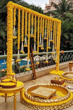 Haldi Decor Ideas Haldi Function Decoration, Haldi Decoration Ideas, Haldi Decor, Wedding Setup, Wedding Background Decoration, Wedding Decor Photos