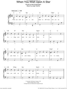 sheet music with the words when you wish upon a star