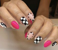 Luminary Nails, Checkered Nails, Pink Nail Designs, Get Nails