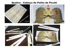 several pictures of different things made out of wood and paper with the words quebra - cabeca de palito de picole