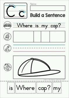 a worksheet for the letter c with pictures and words to describe what is in it