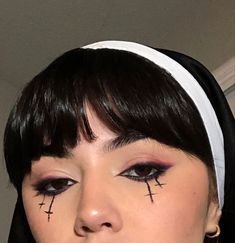 Gothic Nun Makeup, The Nun Inspired Makeup, Holoween Idea Makeup, Unholy Nun Makeup, Nun Rave Costume