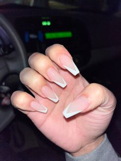 Simple nail design, natural, acrylic, coffin, nail inspo Simple Cheap Nail Designs, Basic White Nail Designs, White Nails With Simple Designs, Aesthetic Baddie Nails, Simple Nail Designs White, Simple Medium Nails, Simple But Cute Nails Acrylic, Simple Hoco Nails, White Tip Nails With Design