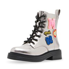 PRICES MAY VARY. Steve Madden Kids Shoes combat-boots Colorful Patch Detail Hot Pink Combat Boots, Glitter Combat Boots, Kids Combat Boots, Doc Martens Boots Kids, Pink Combat Boots, Madden Girl, Special Features, Big Kids, Steve Madden