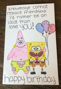 a birthday card with spongebob and patrick