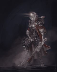 Armourer Artificer, Sci Fi Priest, Soldier Concept, Tech Priest, Steampunk Characters, Adeptus Mechanicus, 40k Art, Samurai Artwork