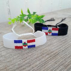 Loom beaded bracelet with Dominican Republic flag. Patriotic hand woven beaded wristband with Caribbean countries symbol is a great gift for a men, women or child for birthday, Christmas, Valentine's Day and other holidays. Small frienship memorable gift for homesick friend. The bracelet suitable for daily wear. Bracelets in stock and ready to ship. More bracelets with flags here: https://www.etsy.com/shop/BeadSeeShop?ref=seller-platform-mcnav&section_id=36120104 The bracelet is made of Czech seed beads and strong nylon thread. Width approx 15mm ( 0.6 inch ) The length of the bracelet is adjustable with a knot. Minimum length approx 16 cm ( 6.3 inch ) including a slip knot If you want another length or widht please let me know. PLEASE NOTE: * That actual colors may vary slightly from their Dominican Republic Flag, Seed Bead Jewelry, Memorable Gifts, Loom, Hand Sewing, Seed Beads, Original Designs, Beaded Jewelry, Hand Weaving