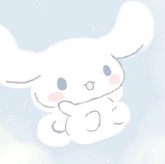 a drawing of a white bunny with stars in the background