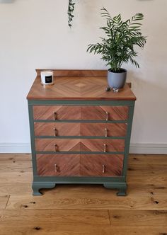 SOLD Sold- Upcycled chest of drawers fully prepped and painted to a high standard. Painted in 'bayberry' fusion mineral paint and varnished for protection. Hardware has been cleaned and polished.  Please remember this is an old peice and may have the old age related mark but please be assured this has been upcycled to a high standard.   Collection from ta14 preffered but will consider free local delivery. (Within 30 miles) Upcycled Wooden Furniture, Chest Of Drawers Upcycle Ideas, Side Table Paint Ideas, Restored Chest Of Drawers, Old Chest Makeover, Upcycling Chest Of Drawers