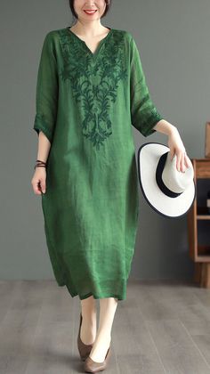 Can you wait 2 to 3 weeks for delivery? get 50-90% discounts on today's trending items Bracelet Sleeve, Embroidered Bracelet, Airy Dress, Long Midi, Boho Dresses, Long Midi Dress, Comfortable Room, Green Midi Dress, Mid Dresses