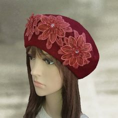 This unique felt beret in french style made from 100% wool.This beret is original and stylish, yet same time it is classic!The hat is very comfortable and easy to wear. You can put it on with classic and casual style clothing, so this beautiful cap is very universal. This headpiece is a timeless classic and great for all ages. Composition: 100% felted woolDimensions : 22.5 - 23.5 inchesLightweight and warm at the same time suitable for all occasions.Wool felt is so versatile, by heating by steam Elegant Wool Beret For Winter, Elegant Wool Winter Beret, Elegant Wool Beret Cap, Elegant Winter Beret, Womens Beret, Winter Beret, Felt Beret, Wool Beret, Felt Wool