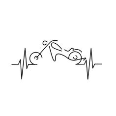 a line drawing of a man falling off his bike while riding on a heartbeat beat