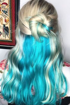 Under Hair Dye, Blue Hair Highlights, Hidden Hair Color, Fox Hair Color, Peekaboo Hair Colors, Underlights Hair, Arctic Fox Hair Color, Fox Hair