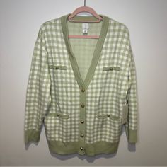 Thank You For Checking Out My Closet! Accepting All Reasonable Offers!! If You Are Interested In Multiple Items Please Create A Bundle. Comment Below With Any Questions! Nwt Joie Green Gingham Cardigan Sweater Size Large Plaid Long Sleeve Sweater For Spring, Spring Preppy Workwear Sweater, Preppy Long Sleeve Cardigan For Spring, Preppy Long Sleeve Spring Cardigan, Plaid Cotton Cardigan For Spring, Spring Plaid Long Sleeve Cardigan, Plaid Long Sleeve Cardigan For Spring, Chic Plaid Cardigan For Spring, Gingham Cardigan