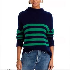 Reposhing This Item I Purchased From @600950. Love It, But Never Worn Because Too Big On Me. Excellent New Condition. Questions? Leave A Comment Below! Blue And Green Sweater Striped, Blue Cashmere Sweater, Leopard Cardigan, Leopard Print Sweater, Cashmere Fabric, Wool Pullover, Sweater Collection, Ribbed Knit Sweater, Beige Sweater