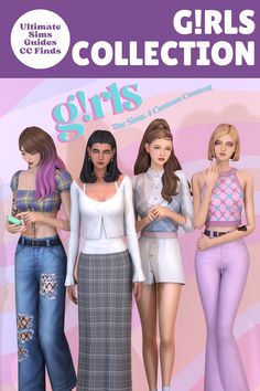 The G!RLS Collection is a very sweet set of cc clothing for teens. This one is great and has so many good patterns and concepts. #TheSims4 Sims 4 80s Cc, Sims 4 Teen Cc, Cc Clothing, Clothing For Teens, Sims 4 Teen, Sims Games, Sims 4 Cc Furniture, Sims Hair, Sims 4 Cas