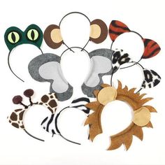 a group of animal headbands on top of each other in different shapes and sizes