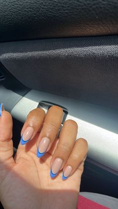 #nails #nailswag #nailstagram #nailsofinstagram #nailsart #nailsoftheday  #nails2inspire #nailsalon #nailsonfleek #nailsdid #NailStyle #nailsdesign  #nailsdone #nailsofig #nailsmagazine #nailsaddict #nailspolish #nailsoftheweek  #nailshop #nailsonpoint #nailstamping #nailstoinspire #nailsnailsnails #nailspa  #nailsvideos #nailsinc #Nailsbyme #nails4yummies #nailswatch #nailslove Simple Design Acrylics, Summer Nails Blue Tips, Senior Pic Nails Ideas, Blue French Tip Almond Acrylic Nails, French Tip Back To School Nails, Blue Outlined French Tip Nails, Nail Inspo Non Acrylic, Blue Tips Almond Nails, Girly French Nails