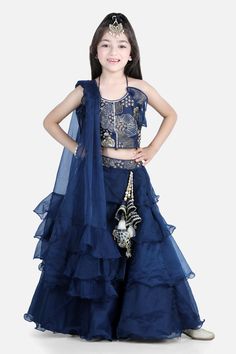 Shop for this happy collection of Blue Organza Embroidery Sequin Ruffle Lehenga Blouse Set For Girls by The little celebs online at Aza Fashions. Eid Party Anarkali Set With Ruffles, Festive Party Wear Choli With Ruffles, Festive Eid Choli With Ruffles, Eid Reception Choli With Ruffles, Ruffled Party Wear Choli For Festive Occasions, Bollywood Style Ruffled Choli For Eid, Bollywood Choli With Ruffles For Eid, Party Lehenga With Ruffles For Navratri, Eid Festive Ruffled Lehenga