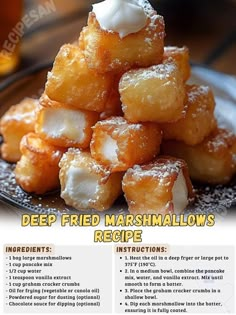 a pile of fried marshmallows sitting on top of a plate