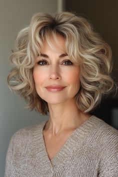 9. Short Curly Bob with Soft Layers for Spring (Short Curly Hairstyles For Older Women) - Short Curly Hairstyles For Older Women Shoulder Length Wavy Bob With Bangs, How To Curl A Short Bob, Bob Cut For Curly Hair, Hairstyles For 70 Year Old Women, Curly Hair Styles For Short Hair, Older Women Curly Hairstyles, Curly Bobs For Older Women, Curly Hairstyles For Older Women, Curly Hair Bob