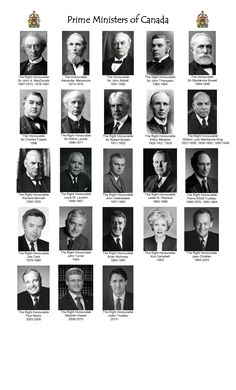 the prime ministers of canada are shown in this black and white photo with their names