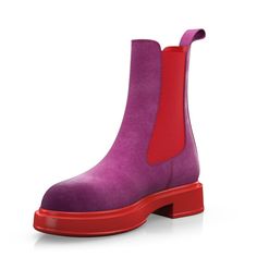 Women's Mid-Calf Boots 39314 | Girotti Suede Chelsea Boots With Rubber Heel Cap, Pink Suede Boots With Round Toe, Suede High Heel Boots With Red Sole, Womens Mid Calf Boots, Calf Boots, Mid Calf Boots, Christmas List, Mid Calf, Chelsea Boots