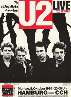 a concert poster for u2 and the band's live tour in hamburg, germany