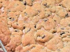 a close up of a baked dessert on a table