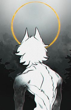 a white wolf standing in front of the moon