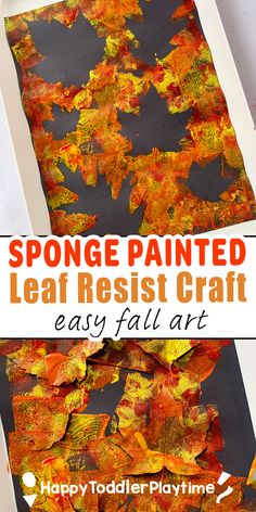 an easy fall art project for toddlers to make with leaf resists and glue