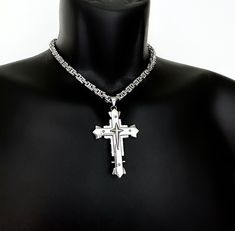 * Stainless Steel Chain & Charm * Includes a 3" extension for adjustability * Handmade in Los Angeles Byzantine Chain, Gothic Cross, Gothic Crosses, Punk Jewelry, Ring Watch, Steel Chain, Stainless Steel Chain, Jewelry Necklace Pendant, Chain Necklace