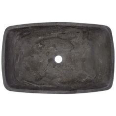 an old black sink is shown against a white background with the hole in the middle