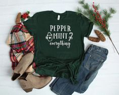 Peppermint Everything | Screen Print Transfer Sorts Jeans, Christmas Maternity Shirt, Merry And Bright Shirt, Buffalo Plaid Christmas Tree, Plaid Christmas Tree, Womens Christmas Shirts, Baby Sleep Problems, Christmas Tree Shirt, Buffalo Plaid Christmas