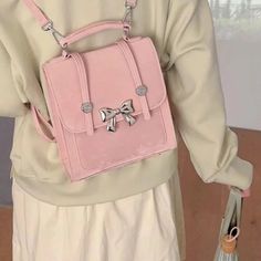 UAKISS  - Pink Womens Backpack Elegant Bow Korean Fashion College Style Small Backpack Exquisite Casual Luxury Designer Female Bag   The bag is small, so please pay attention to the size. Specification: Material:  PU leather Size: 20*20*9... Trendy Square Backpack For Students, Student Backpack With Mobile Phone Bag And Rectangular Shape, Pink Satchel Leather Backpack For School, Pink Leather Satchel Backpack For School, Casual Backpack Perfect As A Gift, Cute Rectangular Ladies' Backpack, Large Capacity Cute Backpack, Cute Rectangular Backpack For Daily Use, Cute Rectangular Backpack With Adjustable Strap