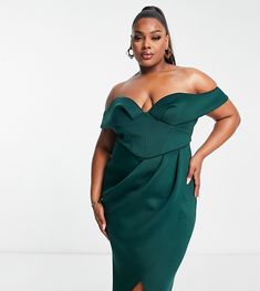 Klänningar från ASOS DESIGN Alla andra klänningar kan gå hem Hjärtformad halsringning Överdel i korsettmodell Nederdel med omlotteffekt Dragkedja baktill Regular fit/normal passform Off Shoulder Corset, Style Vert, Midi Wrap Skirt, Corset Style Tops, Asos Curve, Corset Style, Skirt Dress, Curator Style, Green Fashion