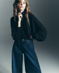 The cut: our best-selling '90s-inspired superwide jeans return with a flattering higher rise, larger leg opening and elongated inseam. Anthropologie Store, Perfect Denim, 90s Inspired, Cozy Knits, Leg Jeans, Madewell, Sweaters & Cardigans, Top Shirt, Long Sleeve Tops