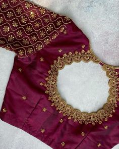 Maroon Maggam Work Blouse, Maroon Blouse Aari Work Designs, Copper Aariwork Blouse Designs, Back Neck Aari Designs For Blouses, Grand Blouse Designs For Marriage, Maroon Blouse Designs Bridal, Embroidery Blouse Designs Thread, Bridal Blouse Back Neck Designs, Maroon Blouse Designs