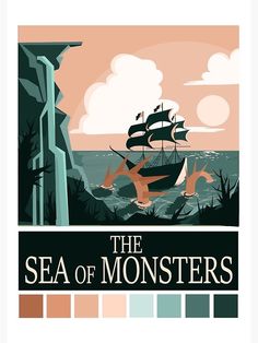 the sea of monsters poster with an image of a ship