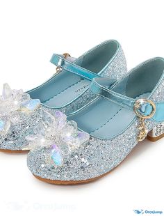 OrcaJump - Girls Heels Flower Girl Shoes Princess Shoes School Shoes Rubber PU Cute Casual/Daily Safety Dress Shoes for Little Kids (4-7 Heels Flower, Princess Heels, Low Heel Dress Shoes, Shoes School, Girls High Heels, Square Toe Shoes