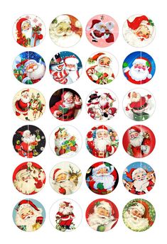 a bunch of christmas themed buttons on a white background