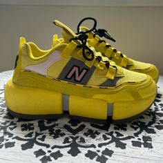 Purchased From Stockx, Box Not Included. Worn But Still In Great Condition! No Damage! Memory Foam Soles. Size 5.5 Men’s But Fits A Women’s 7. New Balance Vision Racer, Shoes New Balance, Jaden Smith, New Balance Shoes, Yellow Black, Black N Yellow, New Balance, Memory Foam, Size 7