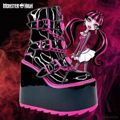 Yru Shoes Monster High, Yru Monster High Shoes, Monster High Shoes Irl, Draculaura Skullette, Rave Boots, Glitter Stilettos, Suede Cowboy Boots