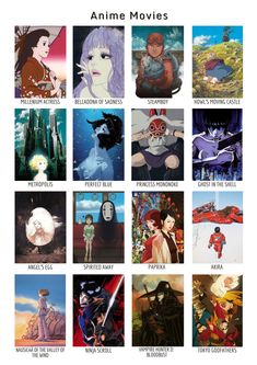 an anime movie poster with all the main characters and their names in english or spanish