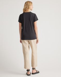 Stay effortlessly comfortable throughout your pregnancy with our Cotton Modal Maternity Crewneck Tee 2-Pack. Crafted from a soft and breathable blend of cotton and modal, these maternity essentials provide a flattering fit that grows with your bump. The classic crewneck design is always in style, while the 2-pack ensures you always have an additional option.  | Quince | Women's Cotton Modal Maternity Crewneck T-Shirt 2-Pack in White/Black, Size XS, Organic Cotton Maternity Relaxed Fit Crew Neck Top, Casual Bump Friendly Crew Neck T-shirt, Casual Crew Neck T-shirt Bump Friendly, Casual Black Bump Friendly Tops, Cotton Nursing Friendly Relaxed Fit Tops, Maternity Essentials, Pregnancy Essentials, Crewneck Design, Design Ad