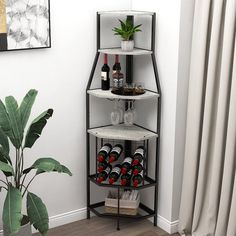 PRICES MAY VARY. 【Space Saving Freestanding Corner Wine Rack】HxLxW-67.32"x14.17"x14.17".It occupies little space,fits well in corner.Total 5 tier shelves provide enough space to storage wine buckets, drinks, trays, dishes, condiments, and other kitchen supplies.This wine bar rack with grid shelf to hold 16 wine bottles, stores each bottle horizontally to keep wine fresh longer until you’re ready to drink.The glass holder can hang up to 6 glasses. 【Rustic Industrial-Chic Design】Advanced farmhouse Corner Wine Bar, Corner Wine Rack, Wooden Corner Shelf, Corner Bar Cabinet, Rustic Chic Design, Industrial Chic Design, Dining Room Industrial, Rustic Wine Racks, Wine Bar Cabinet